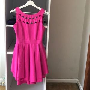 NWOT Lulus bright pink low back dress.